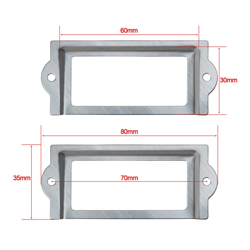 Bluecell World Bluecell 20pcs 80 x 35mm Silver Color Metal Office File Cabinet Shelves Drawer Name Card Label Holder Frames with Screws - Image 2